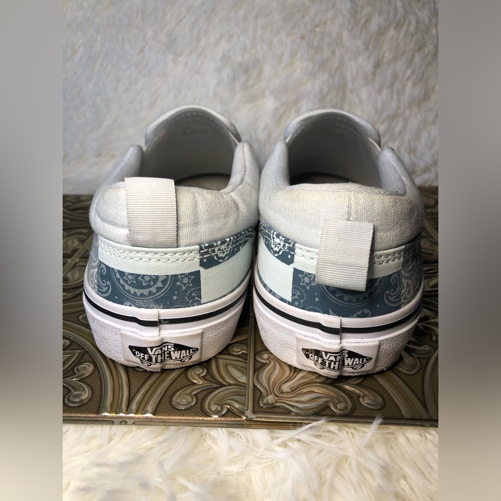 Vans Slip-On Patchwork Sneakers - White and Blue with Butterfly Missy 5 - Picture 8 of 16